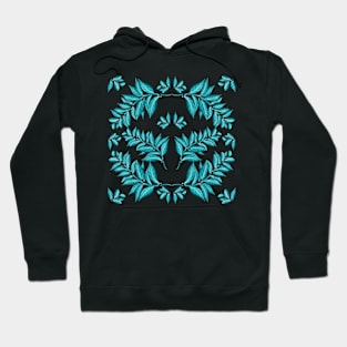 turquoise texture branch with leaves and berries Hoodie